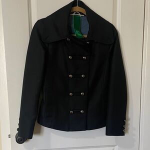Chic Black Double-Breasted Women's Pea Coat